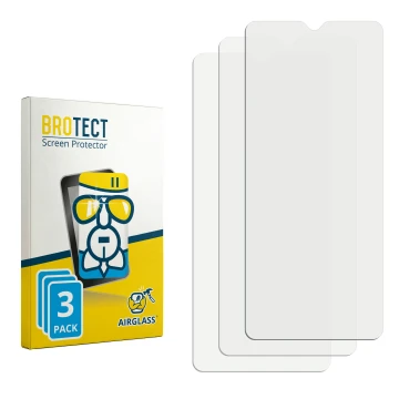 Parte frontal de un envase de producto con el logotipo de la marca BROTECT. Al lado está el protector de pantalla correspondie