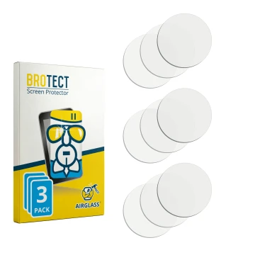 Parte frontal de un envase de producto con el logotipo de la marca BROTECT. Al lado está el protector de pantalla correspondie