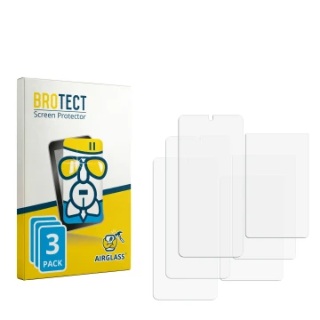 Parte frontal de un envase de producto con el logotipo de la marca BROTECT. Al lado está el protector de pantalla correspondie