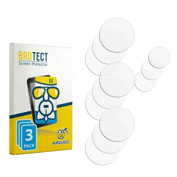 Parte frontal de un envase de producto con el logotipo de la marca BROTECT. Al lado está el protector de pantalla correspondie