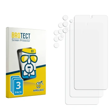 Parte frontal de un envase de producto con el logotipo de la marca BROTECT. Al lado está el protector de pantalla correspondie