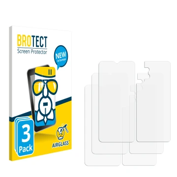 Parte frontal de un envase de producto con el logotipo de la marca BROTECT. Al lado está el protector de pantalla correspondie
