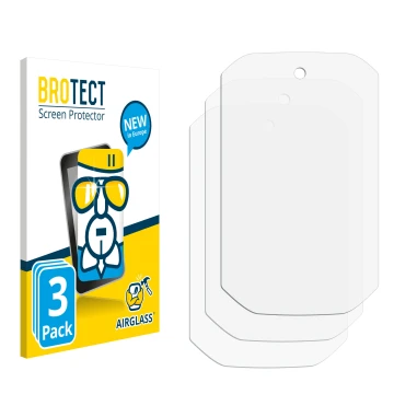 Parte frontal de un envase de producto con el logotipo de la marca BROTECT. Al lado está el protector de pantalla correspondie