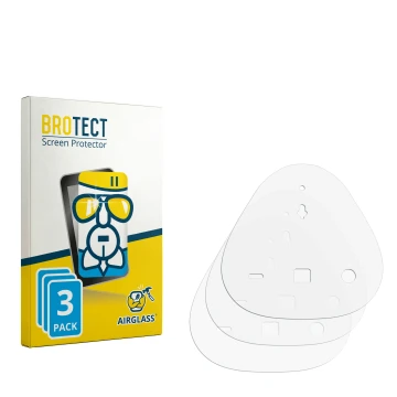 Parte frontal de un envase de producto con el logotipo de la marca BROTECT. Al lado está el protector de pantalla correspondie