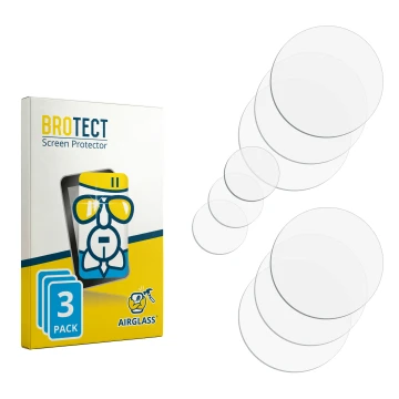 Parte frontal de un envase de producto con el logotipo de la marca BROTECT. Al lado está el protector de pantalla correspondie