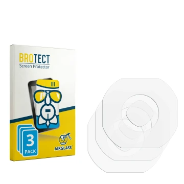 Parte frontal de un envase de producto con el logotipo de la marca BROTECT. Al lado está el protector de pantalla correspondie