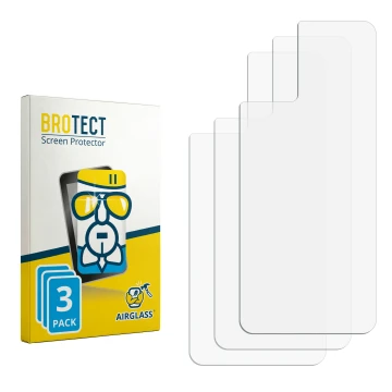 Parte frontal de un envase de producto con el logotipo de la marca BROTECT. Al lado está el protector de pantalla correspondie