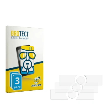 Parte frontal de un envase de producto con el logotipo de la marca BROTECT. Al lado está el protector de pantalla correspondie