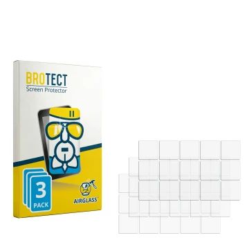Parte frontal de un envase de producto con el logotipo de la marca BROTECT. Al lado está el protector de pantalla correspondie