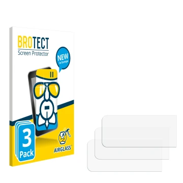 Parte frontal de un envase de producto con el logotipo de la marca BROTECT. Al lado está el protector de pantalla correspondie