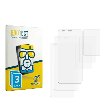 Parte frontal de un envase de producto con el logotipo de la marca BROTECT. Al lado está el protector de pantalla correspondie