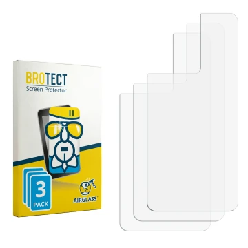 Parte frontal de un envase de producto con el logotipo de la marca BROTECT. Al lado está el protector de pantalla correspondie