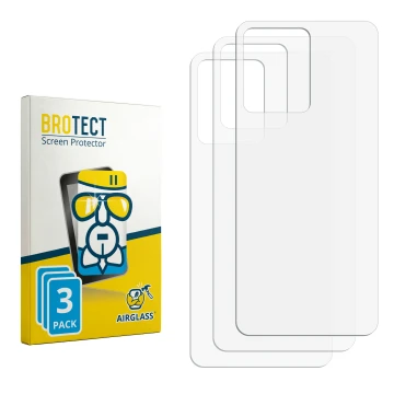 Parte frontal de un envase de producto con el logotipo de la marca BROTECT. Al lado está el protector de pantalla correspondie