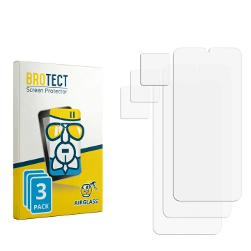 Parte frontal de un envase de producto con el logotipo de la marca BROTECT. Al lado está el protector de pantalla correspondie