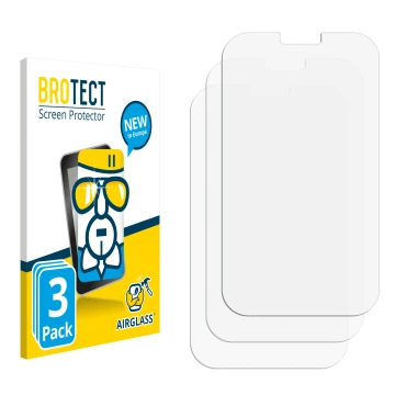 Parte frontal de un envase de producto con el logotipo de la marca BROTECT. Al lado está el protector de pantalla correspondie
