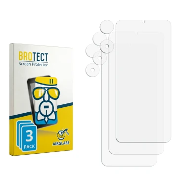 Parte frontal de un envase de producto con el logotipo de la marca BROTECT. Al lado está el protector de pantalla correspondie