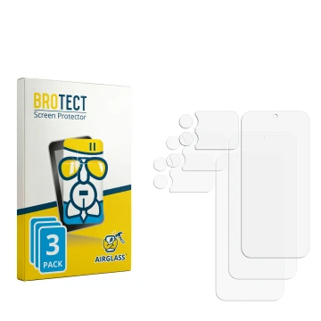 Parte frontal de un envase de producto con el logotipo de la marca BROTECT. Al lado está el protector de pantalla correspondie