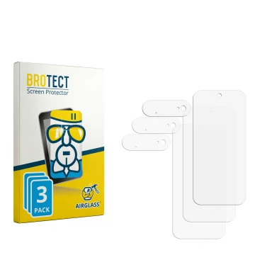 Parte frontal de un envase de producto con el logotipo de la marca BROTECT. Al lado está el protector de pantalla correspondie