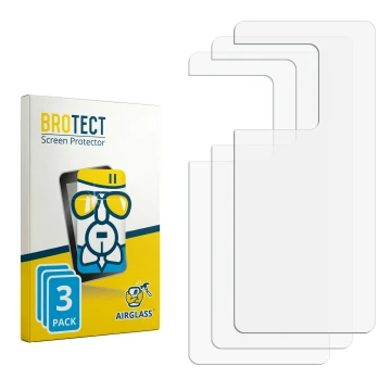 Parte frontal de un envase de producto con el logotipo de la marca BROTECT. Al lado está el protector de pantalla correspondie