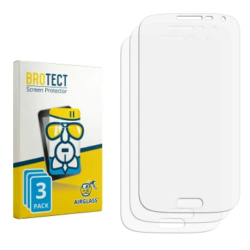 Parte frontal de un envase de producto con el logotipo de la marca BROTECT. Al lado está el protector de pantalla correspondie