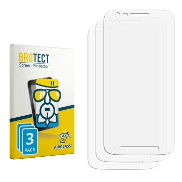 Parte frontal de un envase de producto con el logotipo de la marca BROTECT. Al lado está el protector de pantalla correspondie