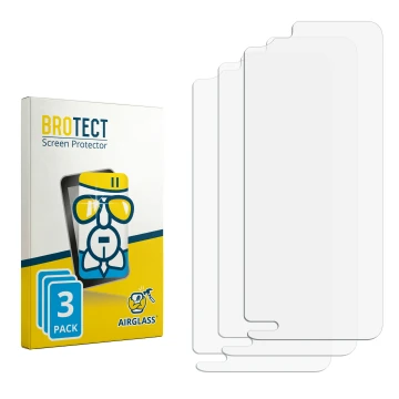 Parte frontal de un envase de producto con el logotipo de la marca BROTECT. Al lado está el protector de pantalla correspondie