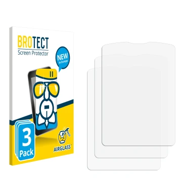 Parte frontal de un envase de producto con el logotipo de la marca BROTECT. Al lado está el protector de pantalla correspondie