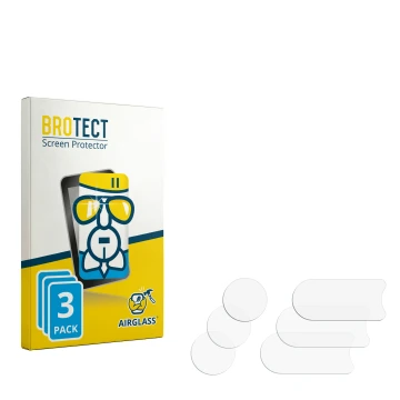 Parte frontal de un envase de producto con el logotipo de la marca BROTECT. Al lado está el protector de pantalla correspondie