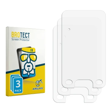 Parte frontal de un envase de producto con el logotipo de la marca BROTECT. Al lado está el protector de pantalla correspondie