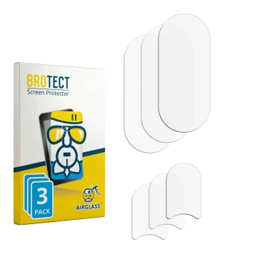 Parte frontal de un envase de producto con el logotipo de la marca BROTECT. Al lado está el protector de pantalla correspondie