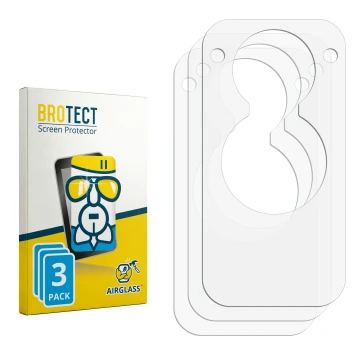 Parte frontal de un envase de producto con el logotipo de la marca BROTECT. Al lado está el protector de pantalla correspondie
