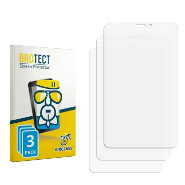 Parte frontal de un envase de producto con el logotipo de la marca BROTECT. Al lado está el protector de pantalla correspondie