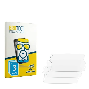 Parte frontal de un envase de producto con el logotipo de la marca BROTECT. Al lado está el protector de pantalla correspondie
