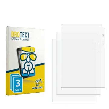 Parte frontal de un envase de producto con el logotipo de la marca BROTECT. Al lado está el protector de pantalla correspondie