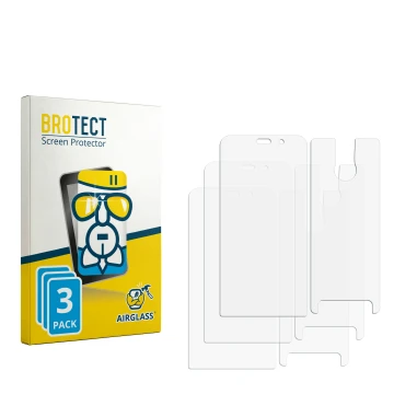 Parte frontal de un envase de producto con el logotipo de la marca BROTECT. Al lado está el protector de pantalla correspondie