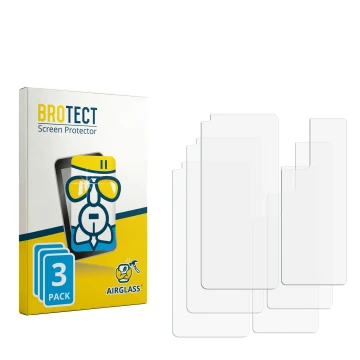 Parte frontal de un envase de producto con el logotipo de la marca BROTECT. Al lado está el protector de pantalla correspondie