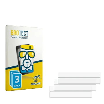 Parte frontal de un envase de producto con el logotipo de la marca BROTECT. Al lado está el protector de pantalla correspondie