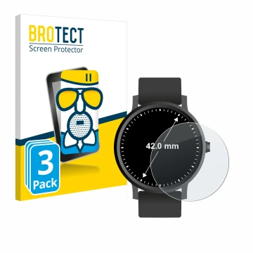 Parte frontal de un envase de producto con el logotipo de la marca BROTECT. Al lado se muestra el dispositivo Relojes (Circula