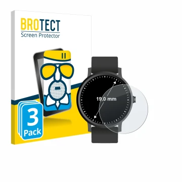 Parte frontal de un envase de producto con el logotipo de la marca BROTECT. Al lado se muestra el dispositivo Relojes (Circula