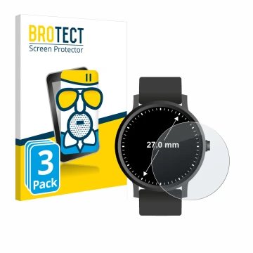 Parte frontal de un envase de producto con el logotipo de la marca BROTECT. Al lado se muestra el dispositivo Relojes (Circula
