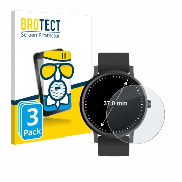Parte frontal de un envase de producto con el logotipo de la marca BROTECT. Al lado se muestra el dispositivo Relojes (Circula