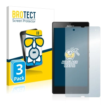 Parte frontal de un envase de producto con el logotipo de la marca BROTECT. Al lado se muestra el dispositivo Sony Xperia Z C6