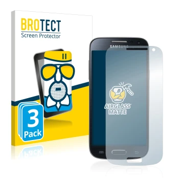 Parte frontal de un envase de producto con el logotipo de la marca BROTECT. Al lado se muestra el dispositivo Samsung Galaxy S