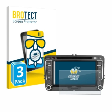 Parte frontal de un envase de producto con el logotipo de la marca BROTECT. Al lado se muestra el dispositivo Zenec E>Go 7