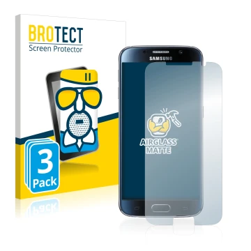 Parte frontal de un envase de producto con el logotipo de la marca BROTECT. Al lado se muestra el dispositivo Samsung Galaxy S