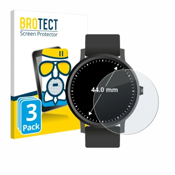 Parte frontal de un envase de producto con el logotipo de la marca BROTECT. Al lado se muestra el dispositivo Relojes (Circula