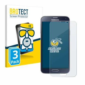 Parte frontal de un envase de producto con el logotipo de la marca BROTECT. Al lado se muestra el dispositivo Samsung Galaxy S