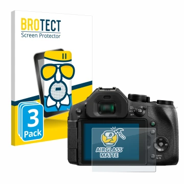 Parte frontal de un envase de producto con el logotipo de la marca BROTECT. Al lado se muestra el dispositivo Panasonic Lumix 