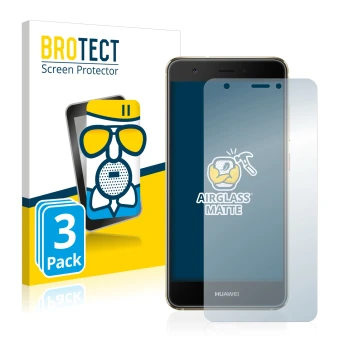 Parte frontal de un envase de producto con el logotipo de la marca BROTECT. Al lado se muestra el dispositivo Huawei Nova con 