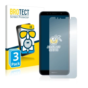 Parte frontal de un envase de producto con el logotipo de la marca BROTECT. Al lado se muestra el dispositivo Huawei Y6 2018 c
